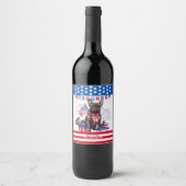 ブルドッグフランスのハッピーアメリカ7月4日アメリカ愛国者 ワインラベル (正面)