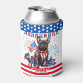 ブルドッグフランスのハッピーアメリカ7月4日アメリカ愛国者 缶クーラー (缶正面)