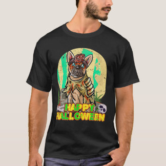 ブルドッグフランスのハッピーハローウィンコスチュームゾンビT Sh Tシャツ