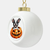 ブルドッグフランスのハッピーハローウィンパンプキクラシックンT-S セラミックボールオーナメント (右)