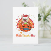 ブルドッグフランスのハッピーハローサンキューマス2020かわいい犬 出欠カード (スタンド正面)