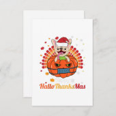 ブルドッグフランスのハッピーハローサンキューマス2020かわいい犬 出欠カード (正面/裏面)