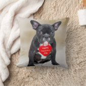 ブルドッグフランスのハッピーバレンタインデー枕 クッション (ブランケット)