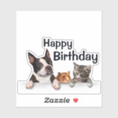 ブルドッグフランスのハムスターキッテンハッピーバースデー シール (シート)