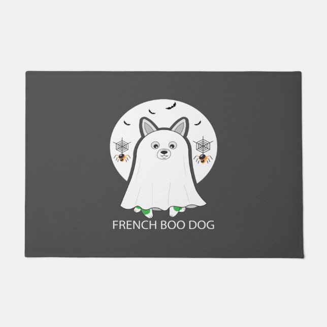 ブルドッグフランスのハロウィンフランスのブードッグギフト ドアマット (正面)
