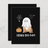 ブルドッグフランスのハロウィーンかわいいブードッグ2020ティーズ サンキューカード (正面/裏面)