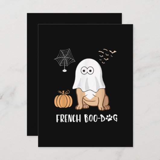 ブルドッグフランスのハロウィーンかわいいブードッグ2020ティーズ サンキューカード (正面/裏面)