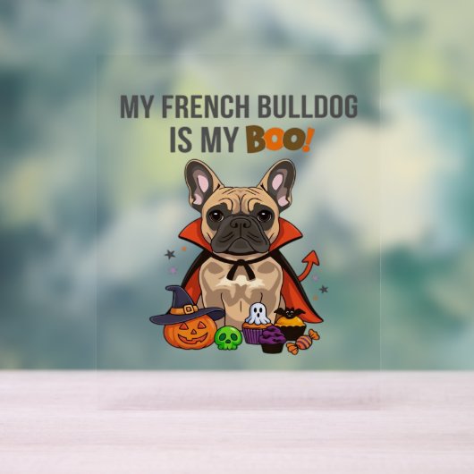 ブルドッグフランスのハロウィーンのコスチューム私のブルフランスのド アクリルサイン (ニュートラル)