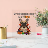 ブルドッグフランスのハロウィーンのコスチューム私のブルフランスのド アクリルサイン (ウェディング)