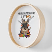 ブルドッグフランスのハロウィーンのコスチューム私のブルフランスのド 壁時計 (傾斜)