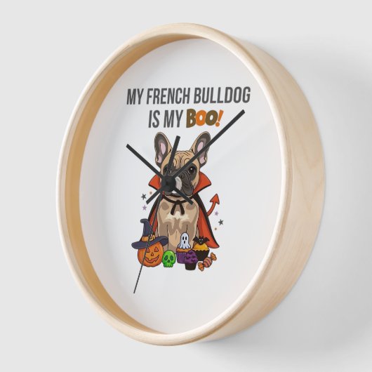 ブルドッグフランスのハロウィーンのコスチューム私のブルフランスのド 壁時計 (傾斜)