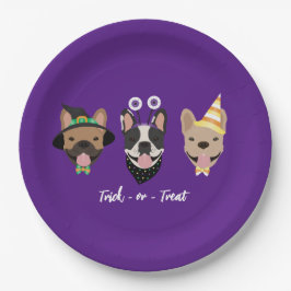 ブルドッグフランスのハロウィーンコスチューム ペーパープレート