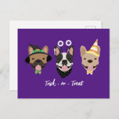 ブルドッグフランスのハロウィーンコスチューム ポストカード (正面/裏面)