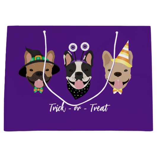 ブルドッグフランスのハロウィーンコスチューム ラージペーパーバッグ (正面)