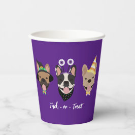 ブルドッグフランスのハロウィーンコスチューム 紙コップ