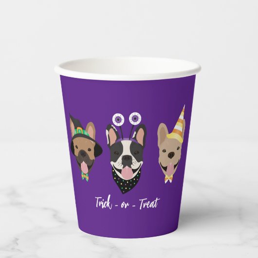 ブルドッグフランスのハロウィーンコスチューム 紙コップ (正面)