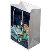 ブルドッグフランスのハロウィーントラック怖い夜 ミディアムペーパーバッグ (裏面アングル)