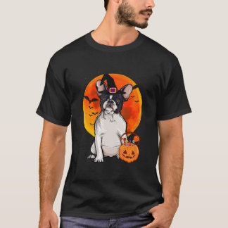 ブルドッグフランスのハロウィーンハロウィーンのカボチャのちょうちんパンプキン Tシャツ