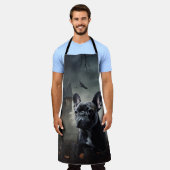 ブルドッグフランスのハロウィーン怖 エプロン (着用した状態)