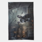 ブルドッグフランスのハロウィーン怖 キッチンタオル (縦)