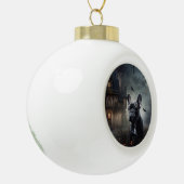 ブルドッグフランスのハロウィーン怖 セラミックボールオーナメント (左)