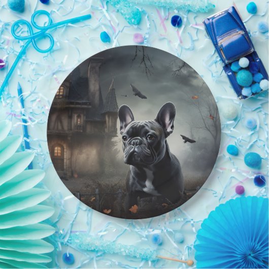 ブルドッグフランスのハロウィーン怖 ペーパープレート (パーティー)