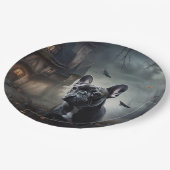 ブルドッグフランスのハロウィーン怖 ペーパープレート (アングル)