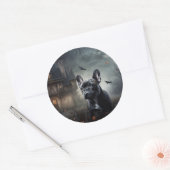 ブルドッグフランスのハロウィーン怖 ラウンドシール (封筒)