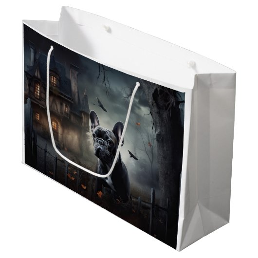 ブルドッグフランスのハロウィーン怖 ラージペーパーバッグ (正面アングル)