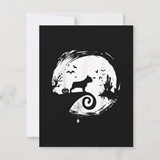 ブルドッグフランスのハロウィーン衣装ムーンギフト サンキューカード (正面)