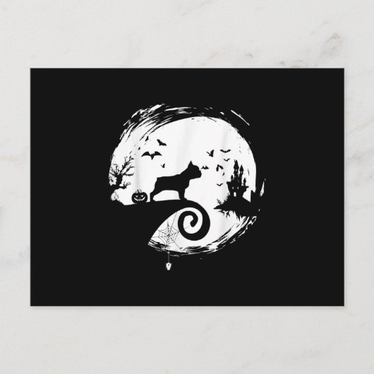 ブルドッグフランスのハロウィーン衣装ムーンギフト シーズンポストカード (正面)