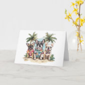 ブルドッグフランスのハワイアンシャツ着 カード (黄色い花)