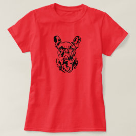ブルドッグフランスのハンドドローデジタルシャドーアート Tシャツ
