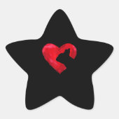 ブルドッグフランスのハートシルエットヴァレンティーンズデイドッグ 星シール (正面)