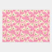 ブルドッグフランスのハートシームレスパターン ラッピングペーパーシート (正面3)