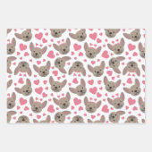 ブルドッグフランスのハートシームレスパターン ラッピングペーパーシート (正面2)