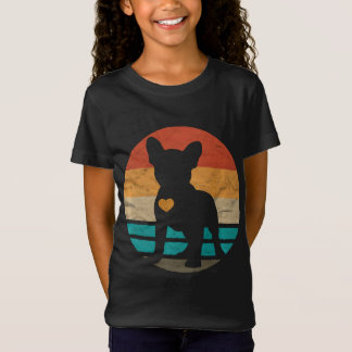 ブルドッグフランスのハートデザインフランス Tシャツ