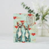 ブルドッグフランスのハートバレンタイン葉書 シーズンポストカード (スタンド正面)