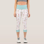 ブルドッグフランスのハートポープリント犬の骨ペットラバー カプリレギンス (正面)