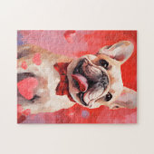 ブルドッグフランスのバレンタインの日 ジグソーパズル (横)