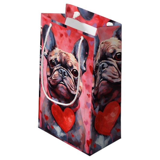 ブルドッグフランスのバレンタインの日 スモールペーパーバッグ (裏面アングル)