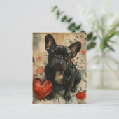 ブルドッグフランスのバレンタインデーヴィンテージ ポストカード (スタンド正面)