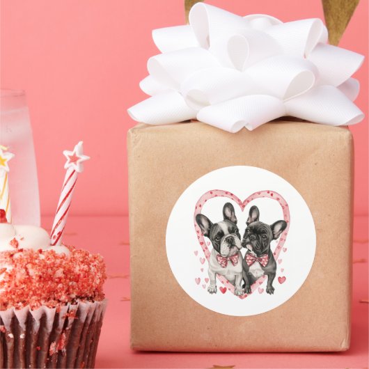 ブルドッグフランスのバレンタインデーFrenchie犬ギフト ラウンドシール (パーティー)