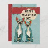 ブルドッグフランスのバレンタイン葉書 シーズンポストカード (正面/裏面)