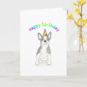 ブルドッグフランスのバースデーカード カード (黄色い花)