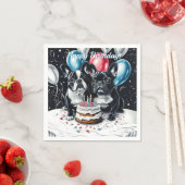 ブルドッグフランスのバースデーパーティー スタンダードカクテルナプキン (インサイチュ)