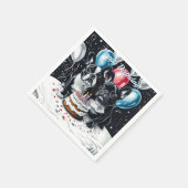 ブルドッグフランスのバースデーパーティー スタンダードカクテルナプキン (角)