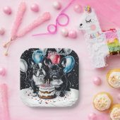 ブルドッグフランスのバースデーパーティー ペーパープレート (パーティー)