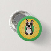 ブルドッグフランスのパイナップルフルーツ 缶バッジ (正面&裏面)