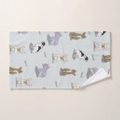 ブルドッグフランスのパターン バスタオルセット (ハンドタオル)